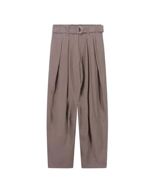 8pm Brown Belted Pleated Trousers