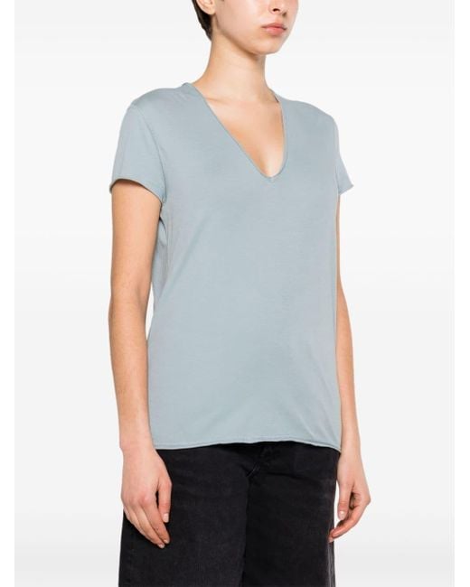 Zadig & Voltaire T-shirt Met Geborduurde Doodskop in het Blue