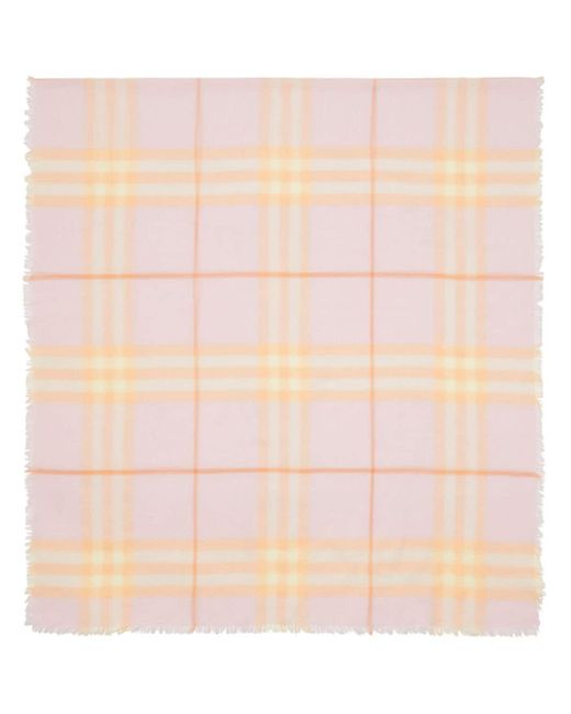 Burberry Pink Check-print Wool Scarf