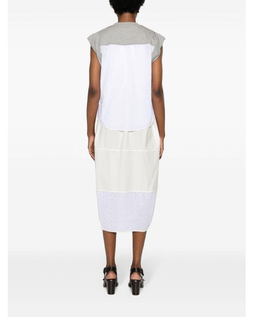 3.1 Phillip Lim White Layered Jersey-panel Midi Dress