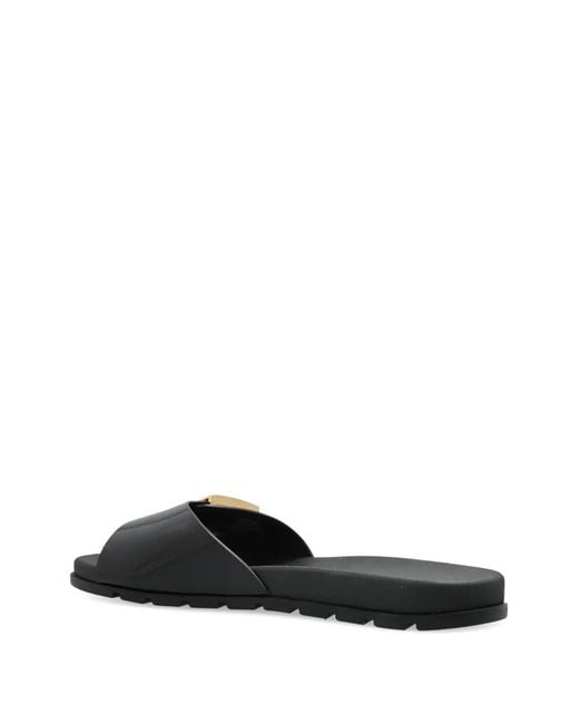 Tory Burch Black Mellow Buckle Slides