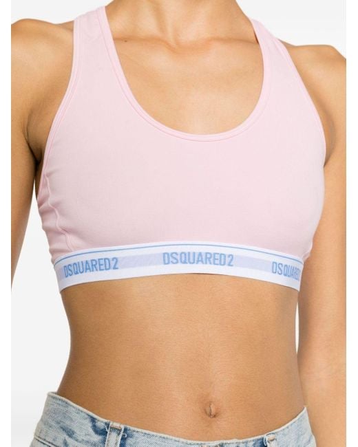 DSquared² Pink Logo-underband Cotton Performance Top