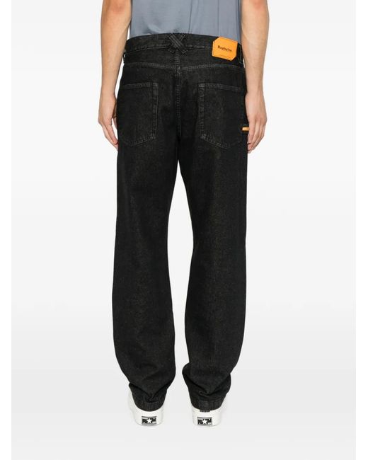Replay Black Logo-Patch Straight-Leg Jeans for men