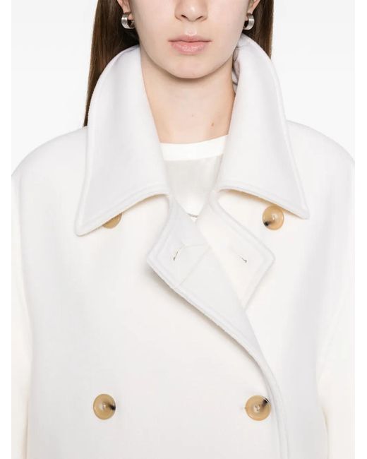 Totême White Double-Breasted Wool Coat
