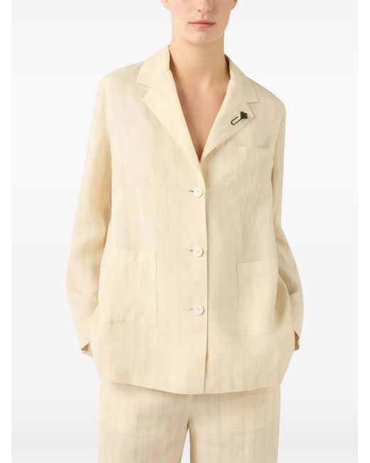 Lardini Natural Striped Linen Blazer