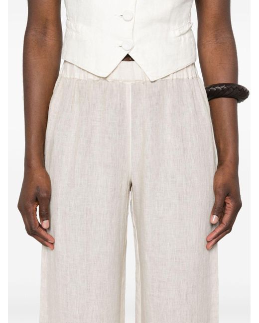 Pantalon en lin à coupe droite 120% Lino en coloris White
