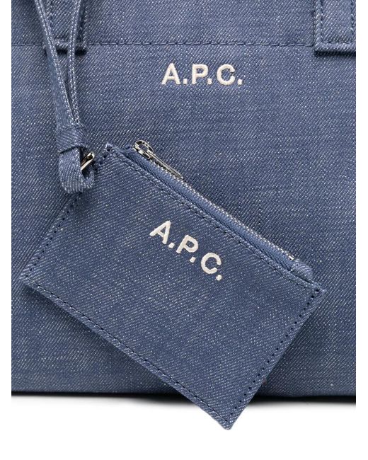 A.P.C. Blue Small Drummer Tote Bag
