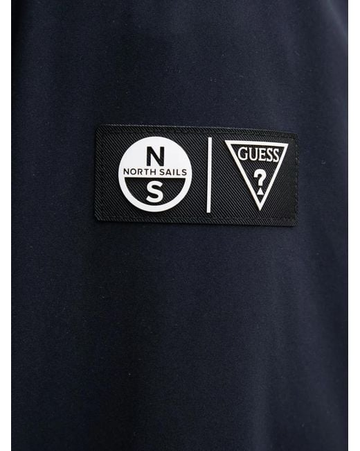 Guess Blue Logo-Patch Zip-Up Jacket for men