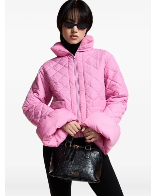 Essentiel Antwerp Pink Kiamond Quilted Padded Jacket