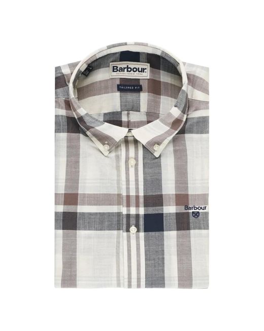 Barbour White Check-Pattern Button-Down Shirt for men