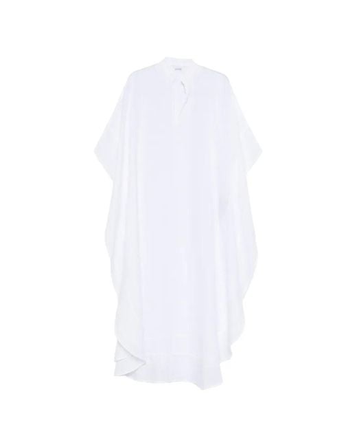 120% Lino White V-Neck Top