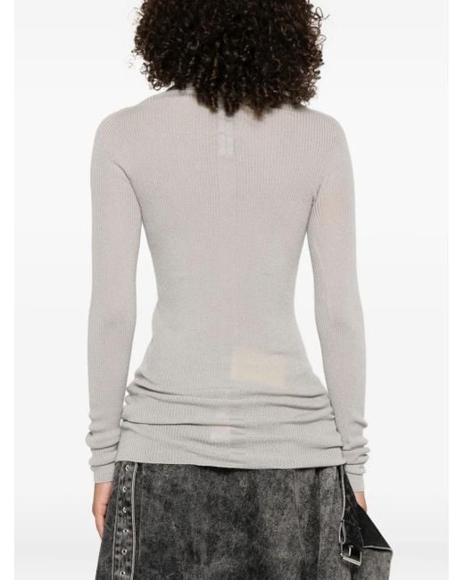 Rick Owens White Ribbed-Knit Turtleneck Sweater