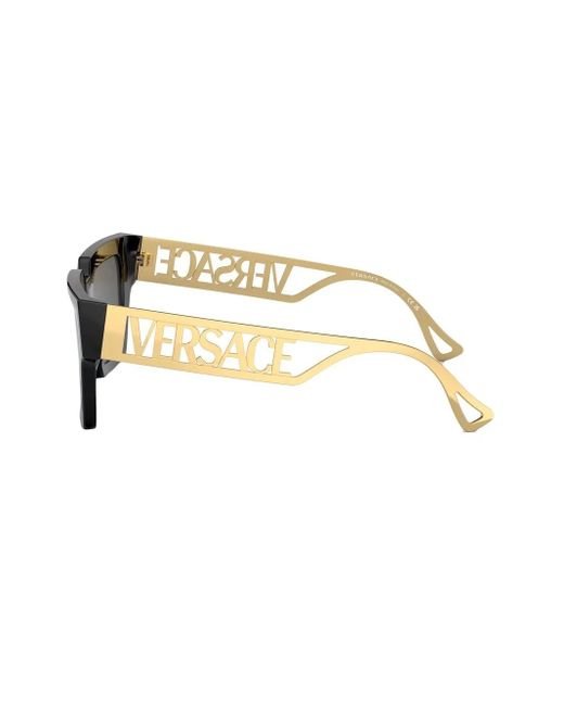 Versace Black Logo-Embossed Square-Frame Sunglasses