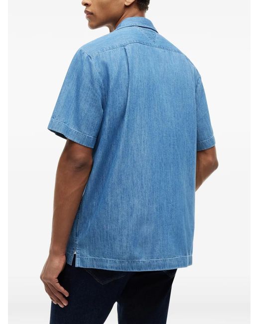 Tommy Hilfiger Blue Short-Sleeve Camp-Collar Shirt for men