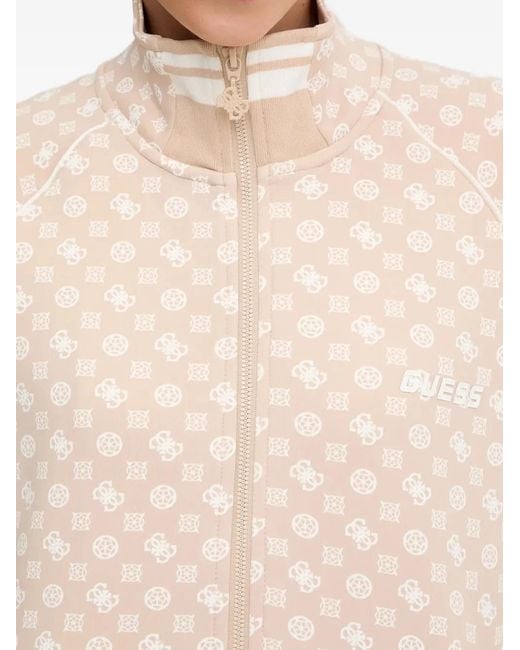Guess Natural Zip-Up Patterned Sweatshirt