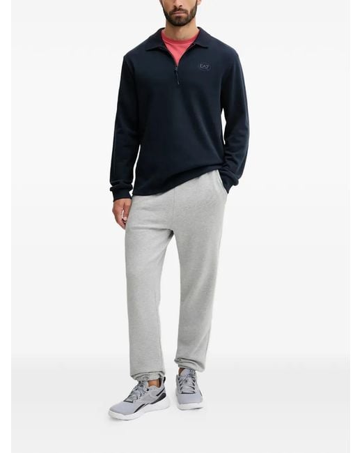 EA7 Blue Sweat À Col Zippé for men