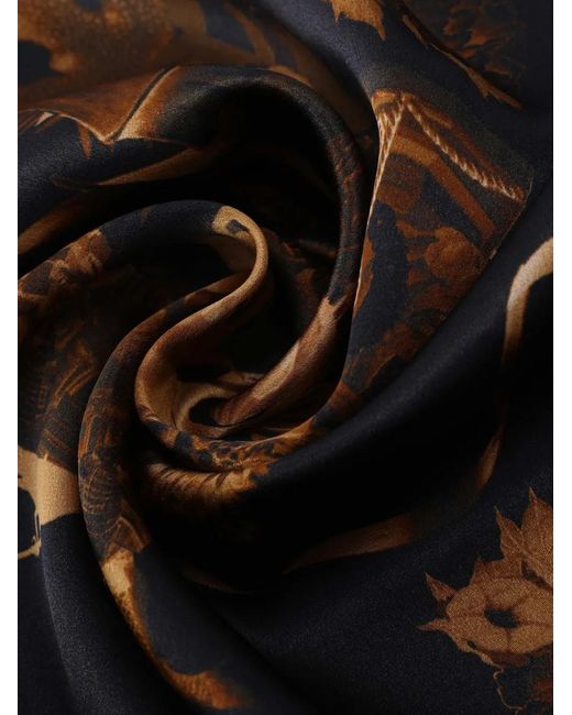 Shanghai Tang Black X Jacky Tsai Flower Dragon Scarf
