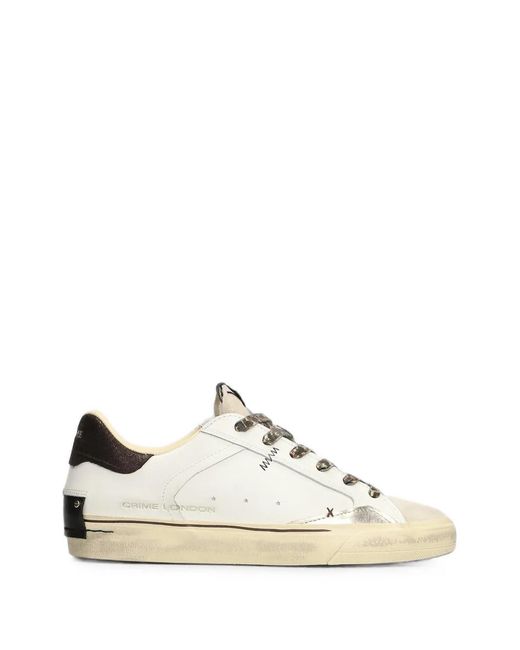 Crime London White Deconstructed Leopard-Print Laces Sneakers