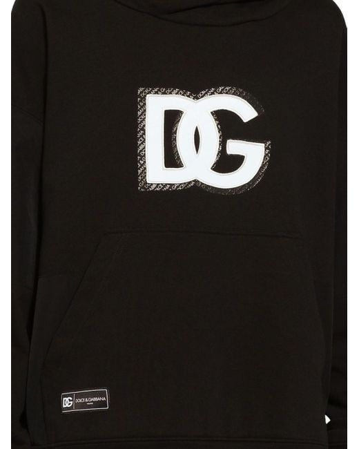 Hoodie en jersey à logo appliqué Dolce & Gabbana pour homme en coloris Black