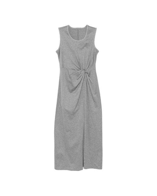 JNBY Gray Twist-Detail Front-Slit Dress