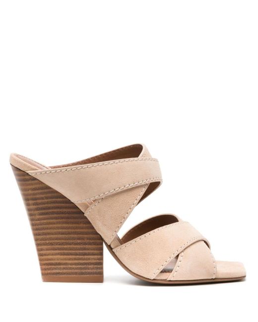 Paris Texas Natural Strappy Suede Mules
