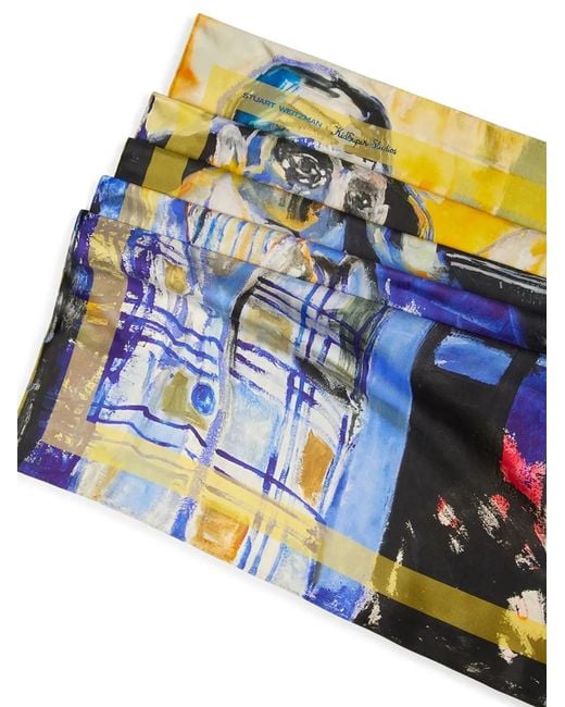 Stuart Weitzman Blue X Kidsuper Artwork Silk Scarf