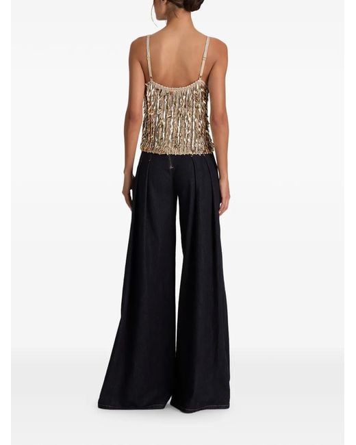 Alice + Olivia White Nicolette Sequin-Embellished Tank Top