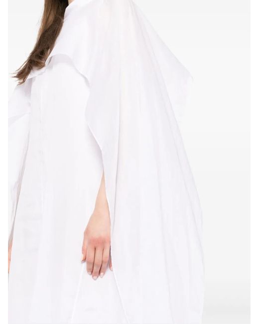 Jil Sander White Cape-Embellished Midi Dress