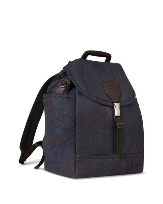 Etro Blue Pegaso-Motif Backpack for men