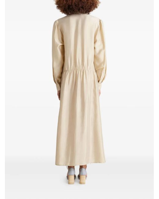 Lemaire Natural Gathered Buttoned Maxi Dress