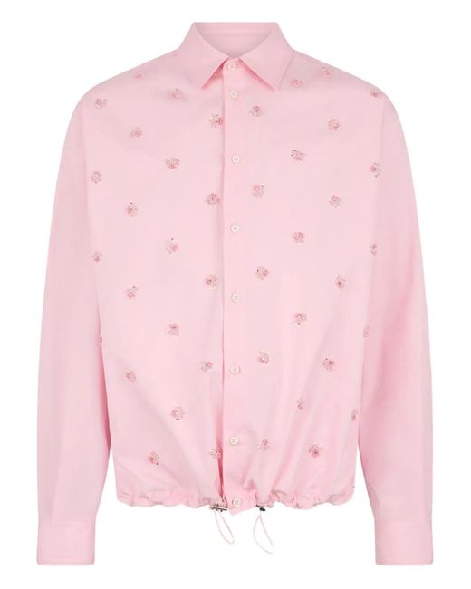 DSquared² Pink Embroidered Drawstring Shirt for men