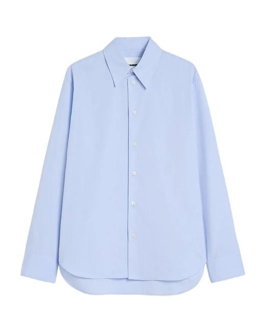 Jil Sander Blue Buttoned Long-Sleeved Cotton Shirt for men