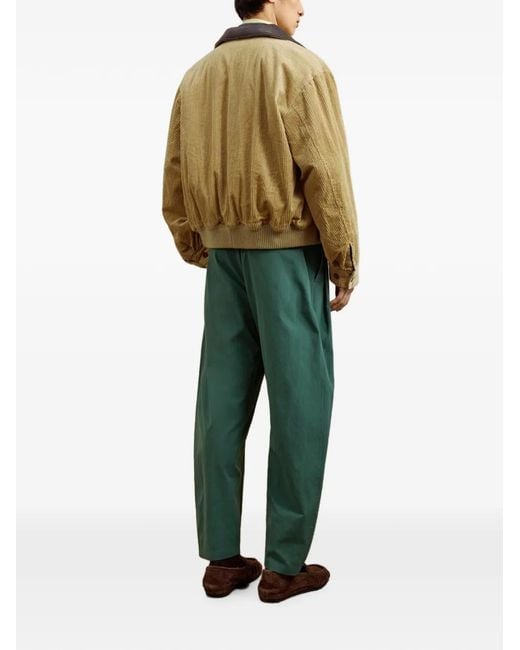CROQUIS Green Relaxed-Fit Curved-Leg Trousers for men