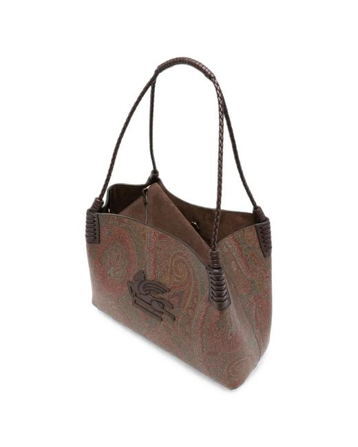 Etro Brown Libra Arnica Paisley-Print Shoulder Bag