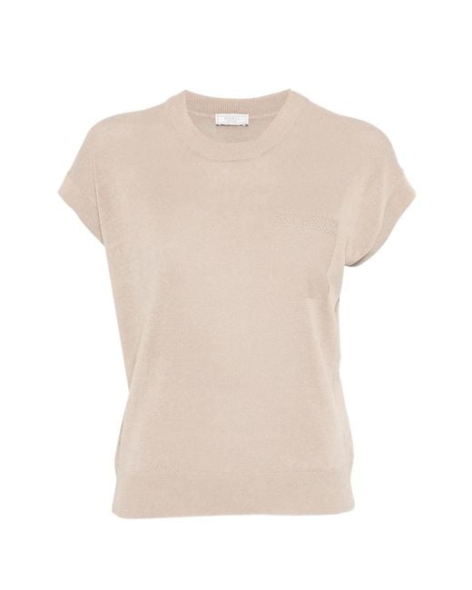 Peserico White Crew-Neck Top