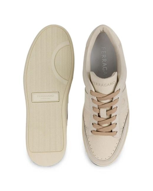 Ferragamo White Low-Top Sneakers With Signature for men