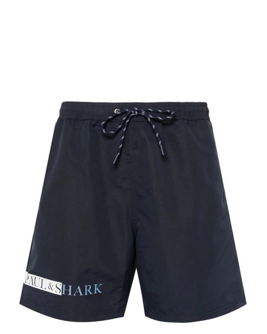Paul & Shark Blue Logo-Print Swim Shorts for men