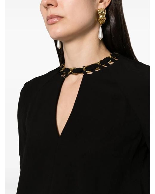 Zimmermann Black Chain-Detailed Long Sleeve Blouse