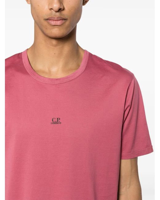 C P Company Pink Logo-Printed Cotton T-Shirt for men