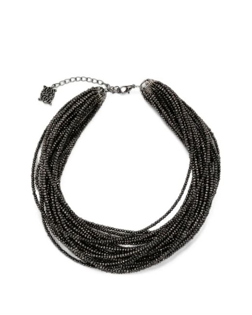 Panicale Black Collier Multi-Rangs Serti De Perles