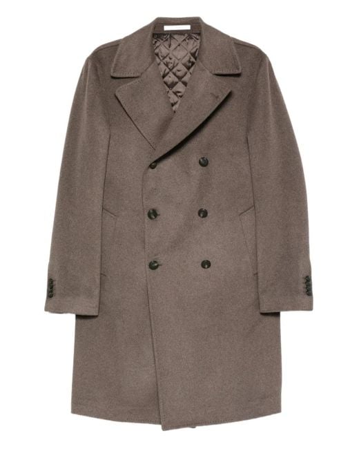Tagliatore Brown Cashmere Double-Breasted Coat for men