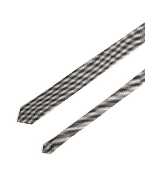 Dolce & Gabbana White Check-Pattern Pointed Tie for men