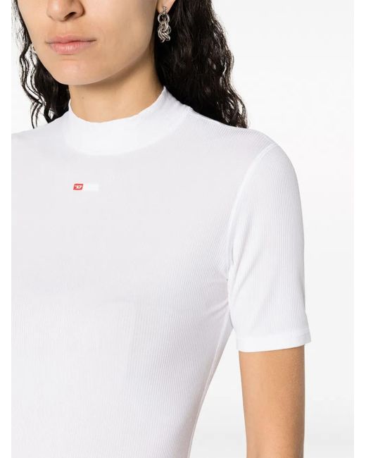 DIESEL White T-Mokky Mock-Neck T-Shirt