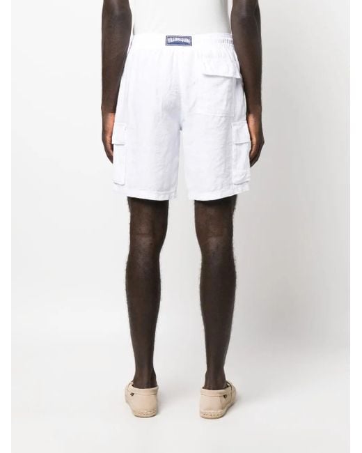 Vilebrequin White Logo-Patch Linen Shorts for men