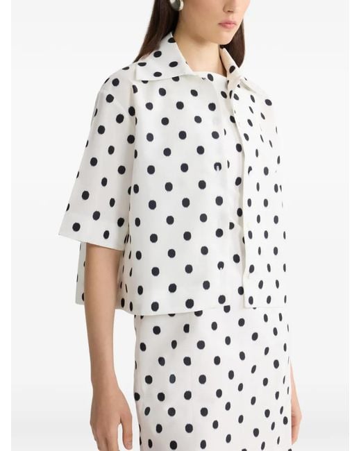 Patou White Polka Dot Pencil Mini Dress