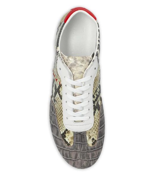 Marni Gray Crocodile-Effect Sneakers