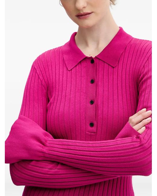 Karl Lagerfeld Pink Polo Boutonné Côtelé