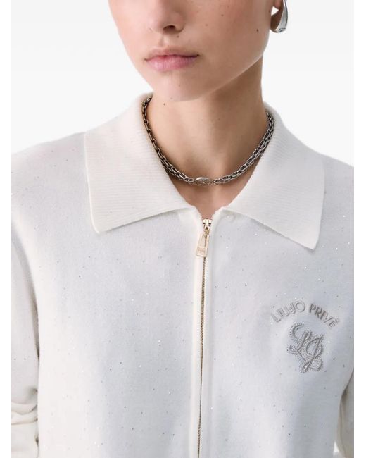 Liu Jo White Cardigan With Micro Sequins