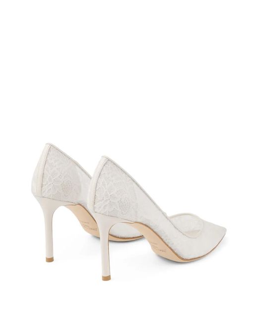 Jimmy Choo White Romy 85 Pointed Pumps