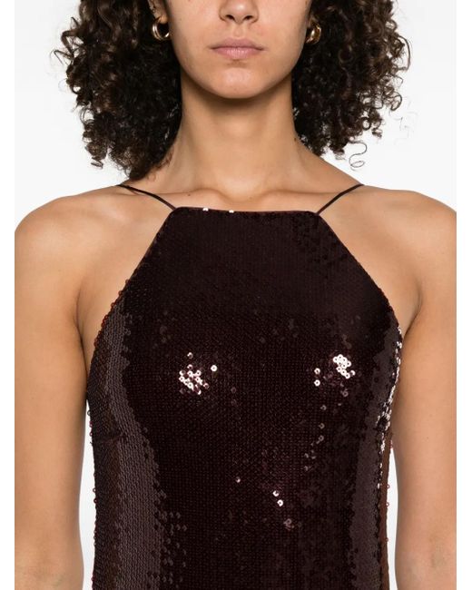 Patrizia Pepe スパンコール ホルターネック ドレス Purple
